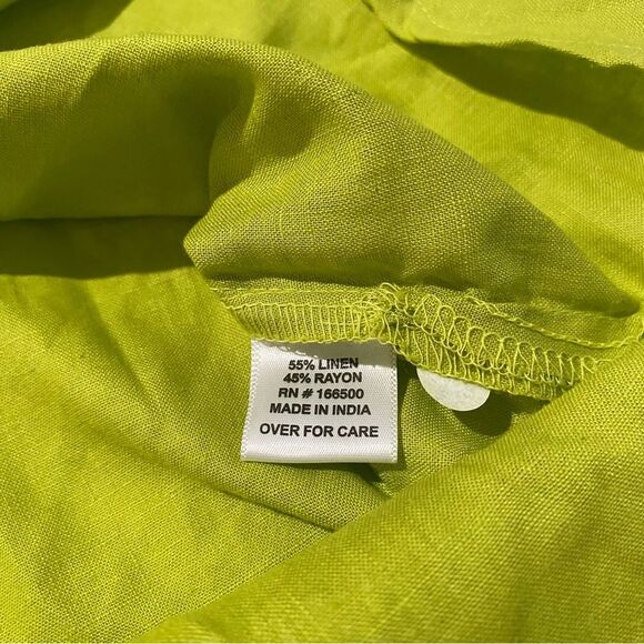 Emily Daniels Linen Blend Green 1/4 Zip Popover Tunic Top Blouse Sz L NWT - Picture 11 of 13